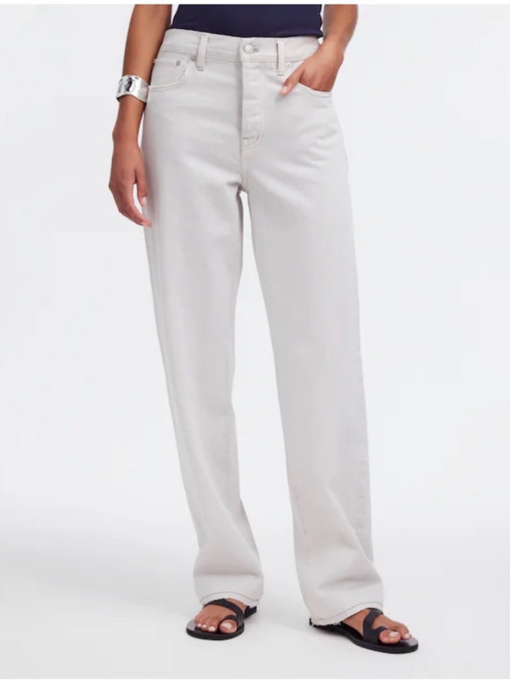 Madewell Low Slung Straight-Leg Jeans Natural Stone Sz 29 Cotton Denim
